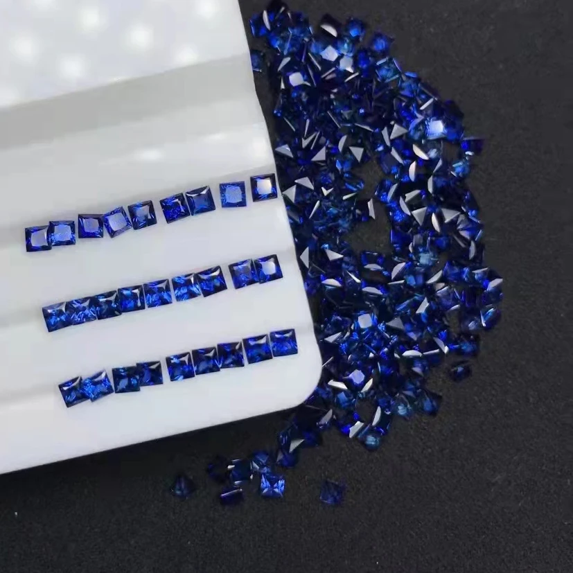 Square Princess 1.5mm ~ 3.0mm Good Quality selling genuine loose facete gemstones price list jewelry  Natural Blue Sapphire