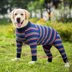Large Dog Stripe Pajamas Post Surgery Wear Full Coverage Dog Pjs Recovery Sterilization Suit Pet Clothes