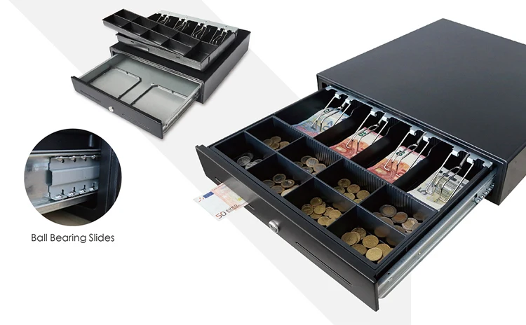 SK-410 Heavy duty 4 bill 8 coins Metal Electronic Portable Cash Drawer with key locked for supermarket