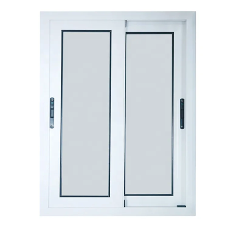 Grey Color Aluminum Sliding Windows With Double Glass And Hook Lock For Home