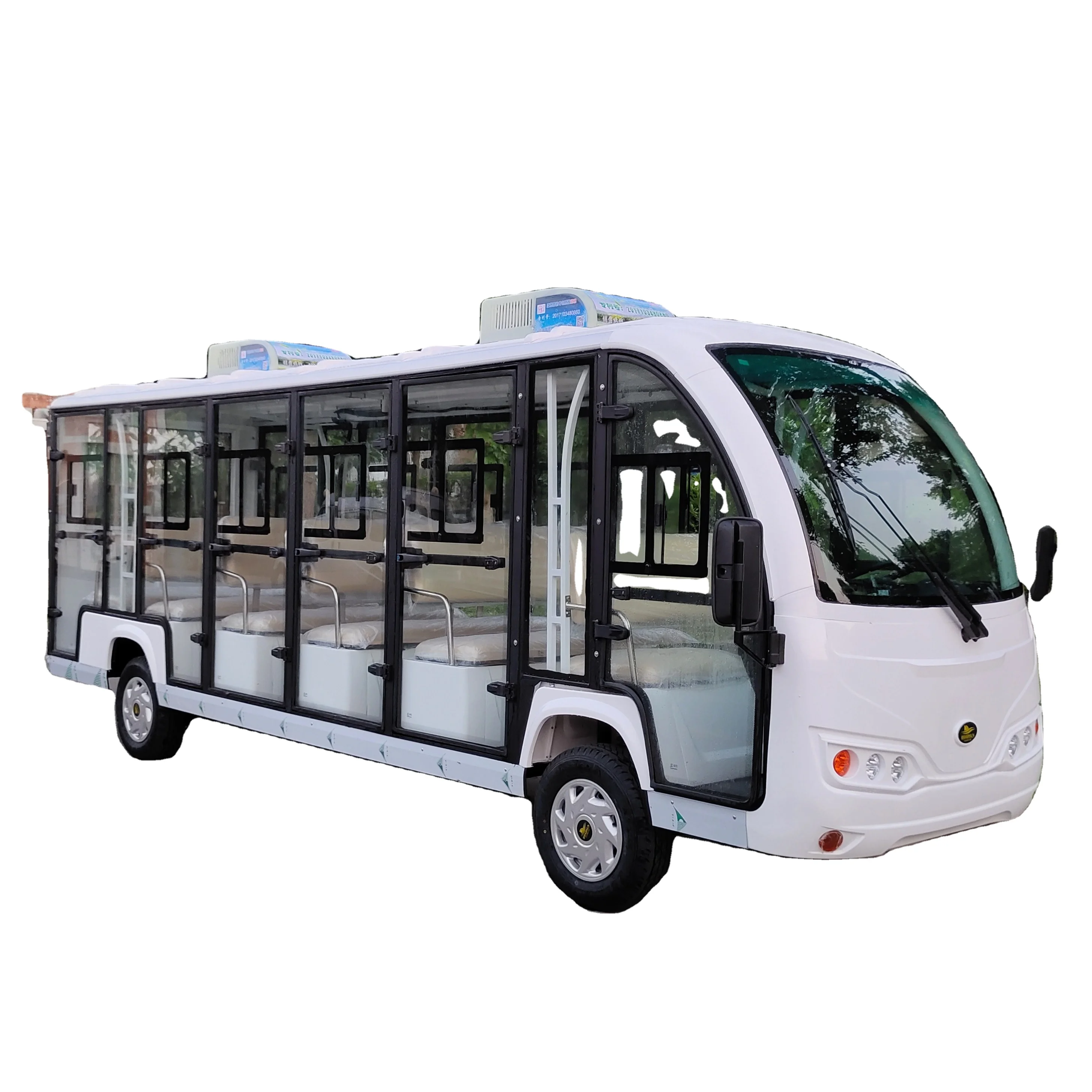 
17 passenger fully enclosed electric shuttle car electric sightseeing bus with door 