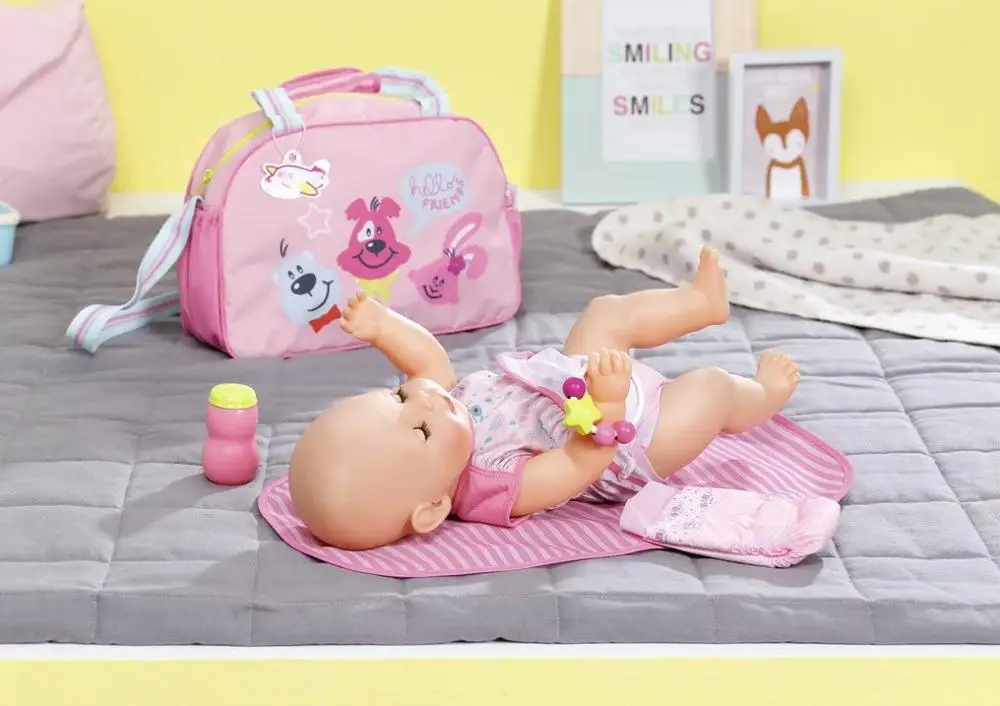 Baby Doll Toy Diaper Bag  Set with Changing Pad Nappy and Toys