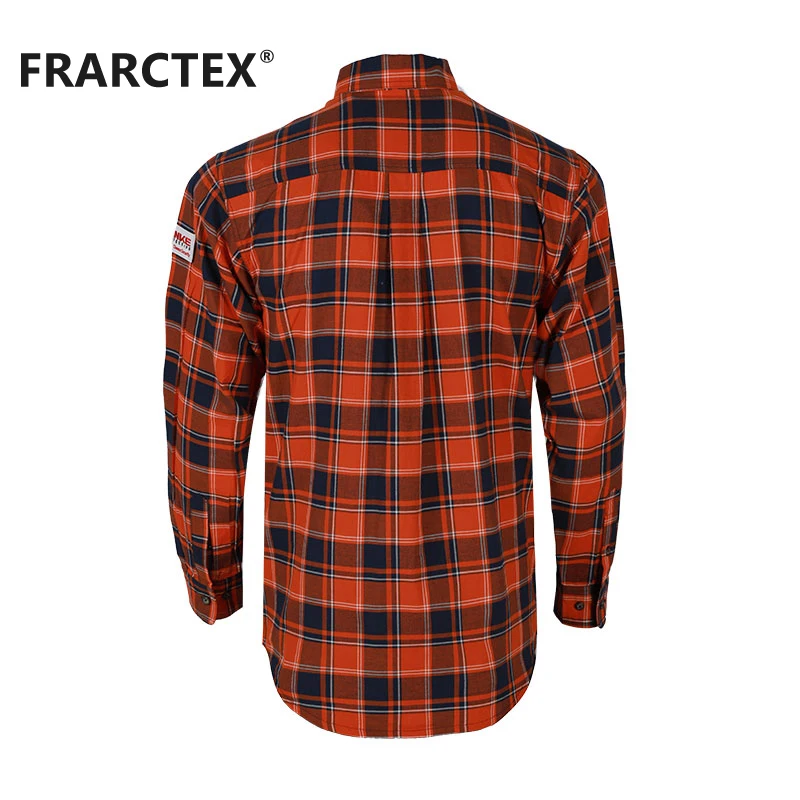 FRNATURTEX Wholesale Safety Work Wear Clothing Fire Resistant FR Cotton Work Plaid Shirt