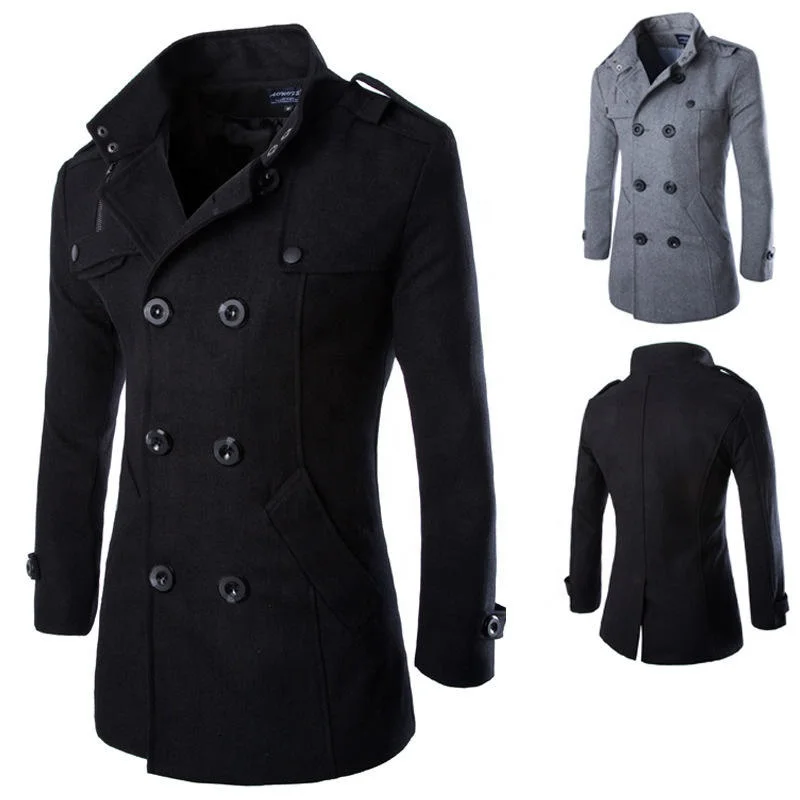 High quality long cashmere coat for men Autumn and winter warm mink collar coat Leisure warm wool thick coat for men