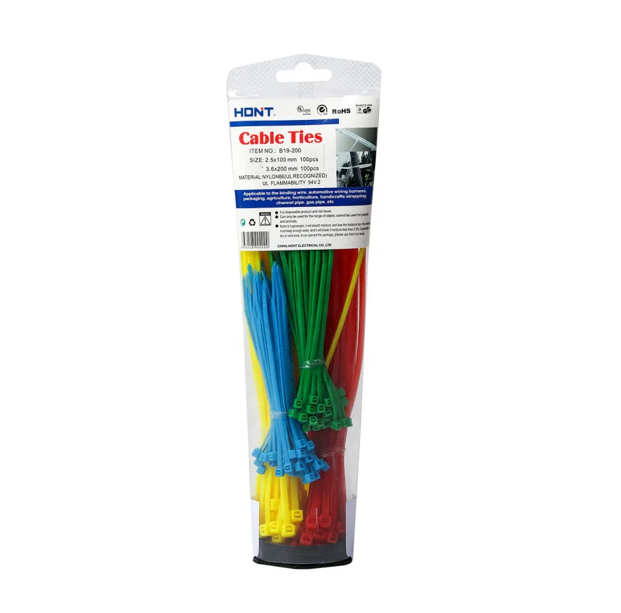100 Pcs Pack cable tie plastic nylon 66 zip ties multi-color,black/red/blue/green/yellow wire ties CE/ROHS Certified  7.6*550mm