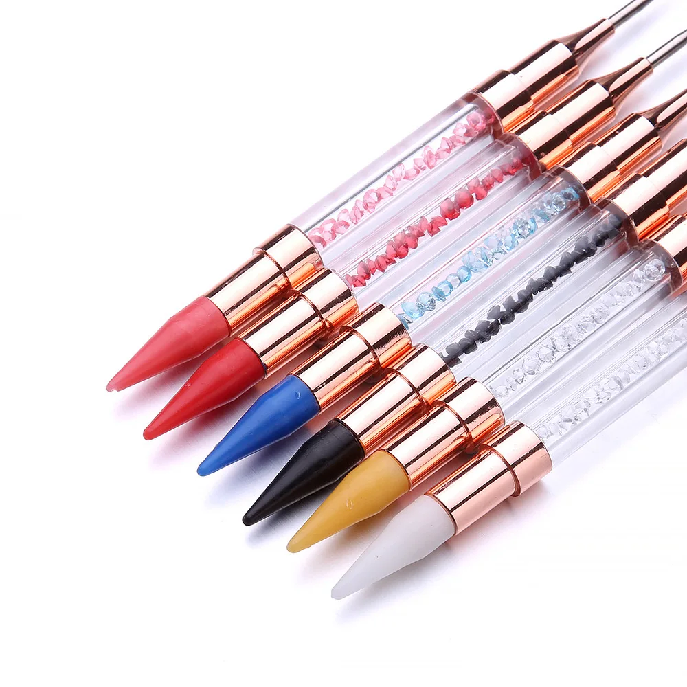 Yantuo New Double-head Nail Art Dotting Pen Wax/Silicone tip Manicure Art Tools Handle Metal Head Nail Point Drill