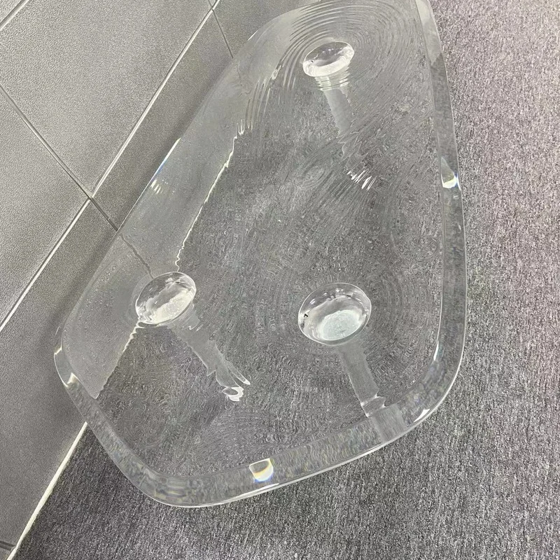 Customized Modern Luxury Rippled Clear Acrylic top Designer Couch Tisch Acryl Live edge coffee table