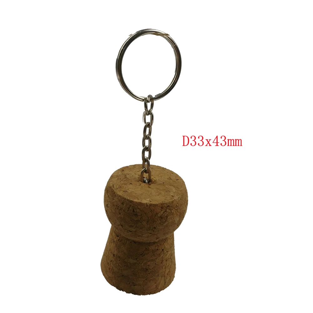 Floating cork Keychain with huge champagne cork decoration silk screen