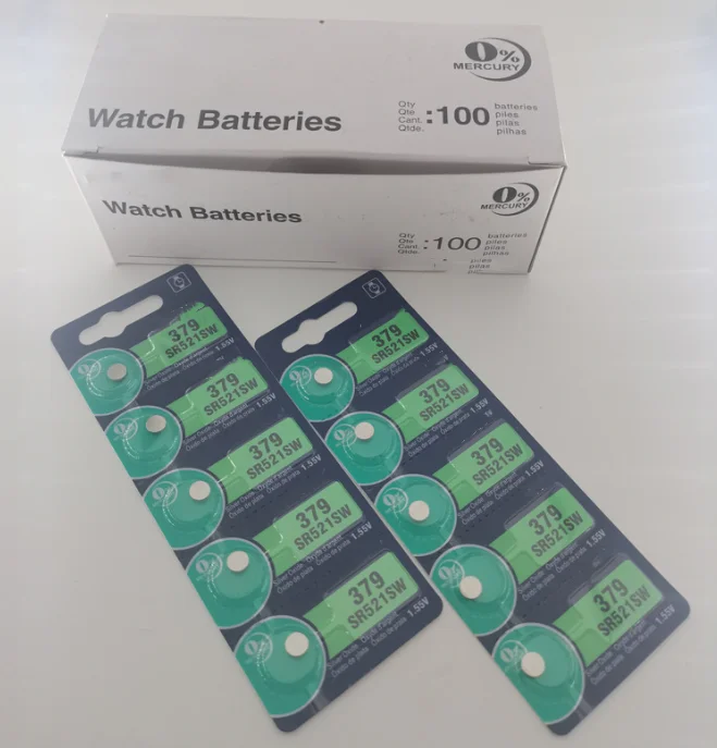 wholesale price hot seller silver oxide button cell 1.55V SR521SW 379 AG0 watch batteries for sony maxell