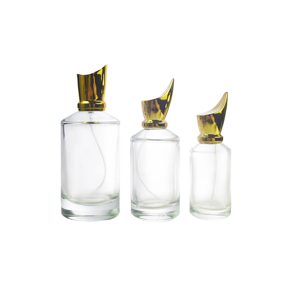 Unique design 30ml 50ml 90ml perfume bottle magnetic cap hexagonal crimp spray bottle with gold lid