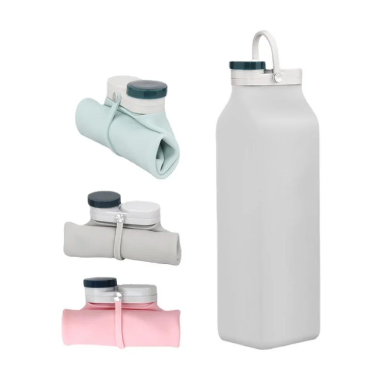 600ml 20oz BPA Free  Leak proof Twist Cap Collapsible Water Bottle with Clip for Traveling