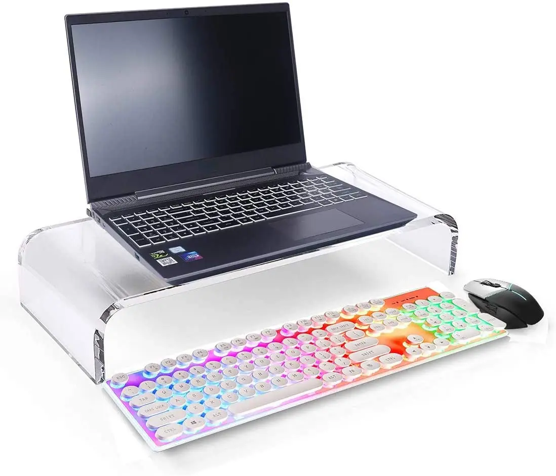 
Clear Acrylic Keyboard Cover Protector Anti-Cat, 2 in 1 Keyboard Bridge Protector and Monitor Stand 