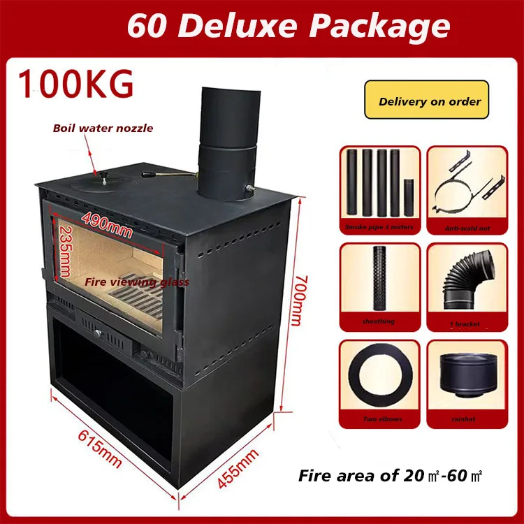 High Quality Indoor Modern Heating Freestanding Burning Stove Central Cast Iron Wood Fire Stove Fireplace Parts With Oven