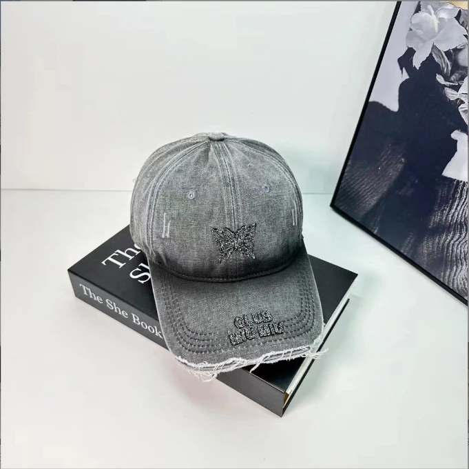 Wholesale Spring butterfly Vintage Cotton Adjustable Snapback Sports Dad Hat Women Baseball Caps Denim