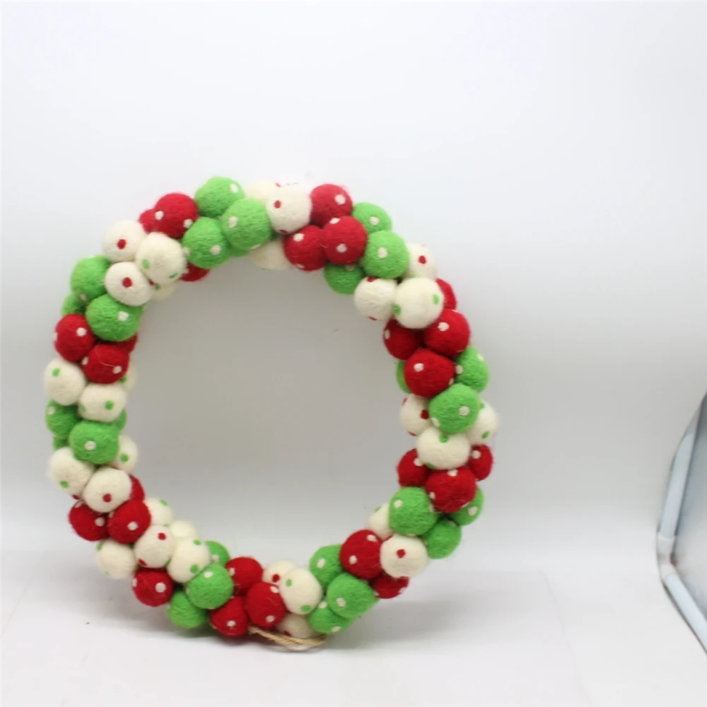 christmas bauble handmade felt wool ball garland for wholesales