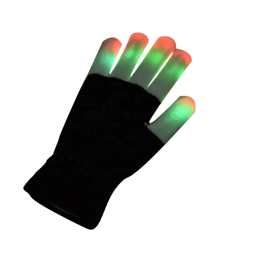 LED Rave Flashing Gloves Glow 7 Mode Light Up Finger Tip Lighting Led Gloves