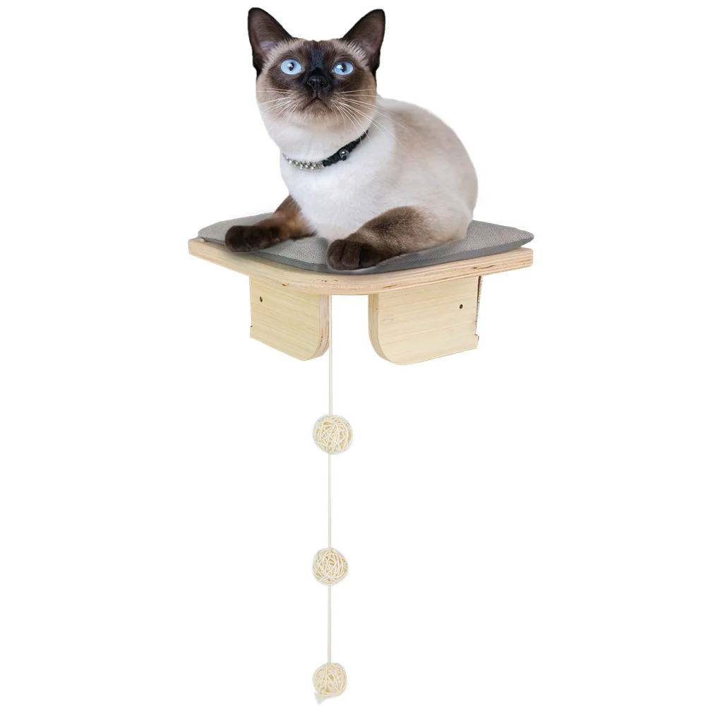 AFP Wall Mounted Cat Climbing Furniture Corner Platform Space-saving Durable Plywood Soft Cushion Cat Jumping Platform For Play