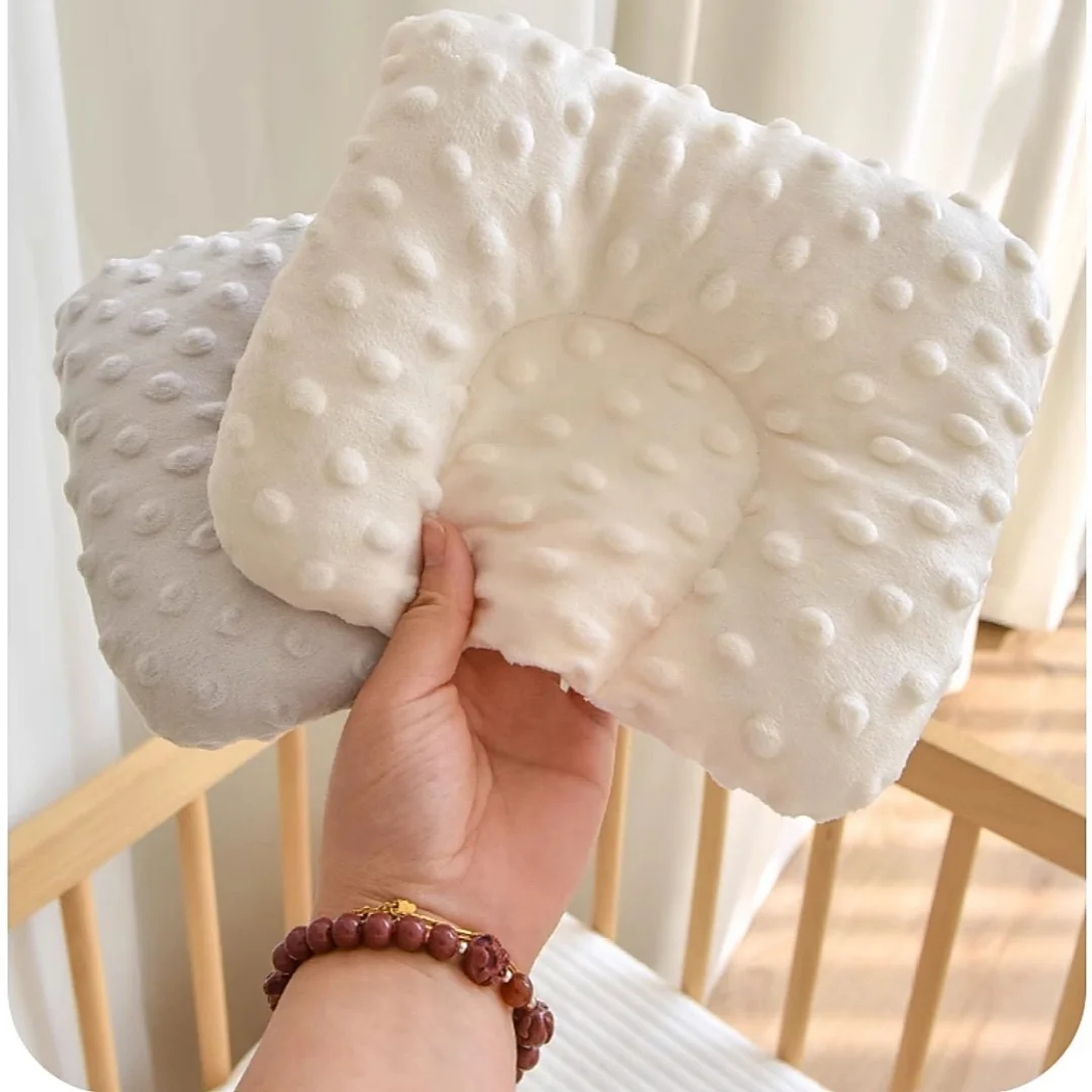 Baby Pillow for Sleeping Soothing Raised Dots Velvet Fabric Solid Color-L Soft Flat Thin Toddler Pillow