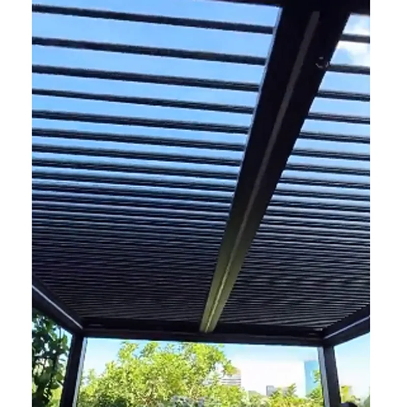 Hot Sale Motorized Aluminum Pergola with Rain Wind Sensor Electric Retractable Waterproof Roof System Powder Coated Frame