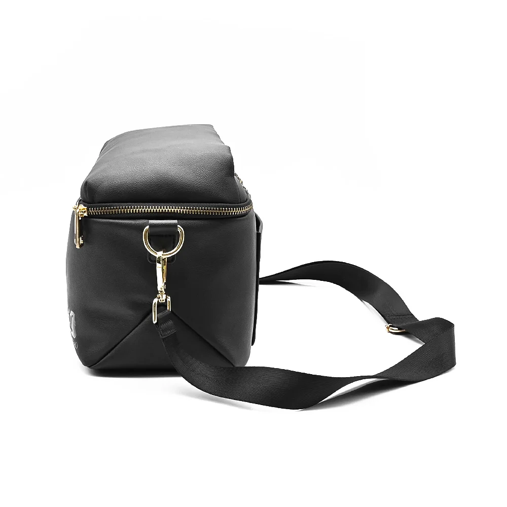 Professional custom make black vegan leather crossbody shoulder camera bag for Photography