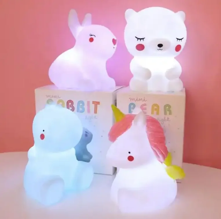 Cute Wake Up Light at Night Multiple Shape Power Cartoon Bedroom Bedside Luminous Toy LED Unicorn Night Light Toys