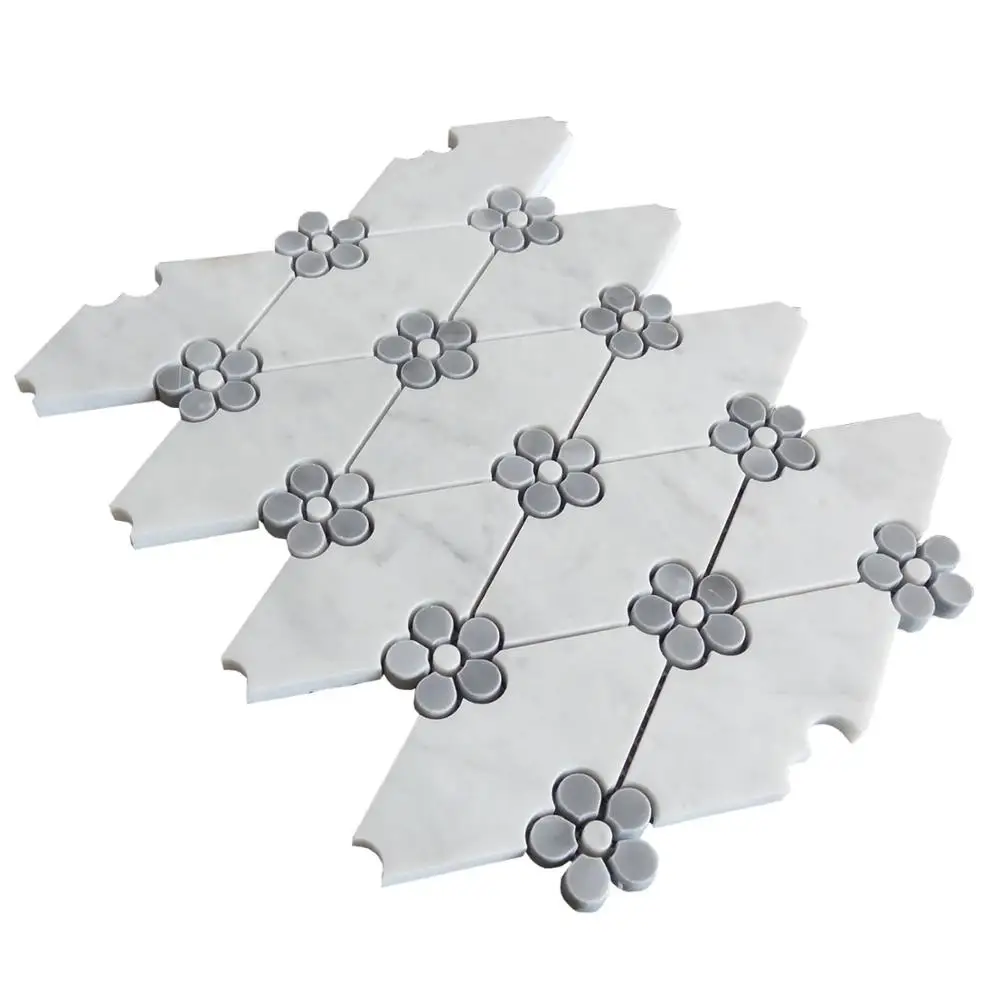 Floor Tile Kitchen Wall Flower Pattern Mosaic Tile Waterjet Marble Mosaic