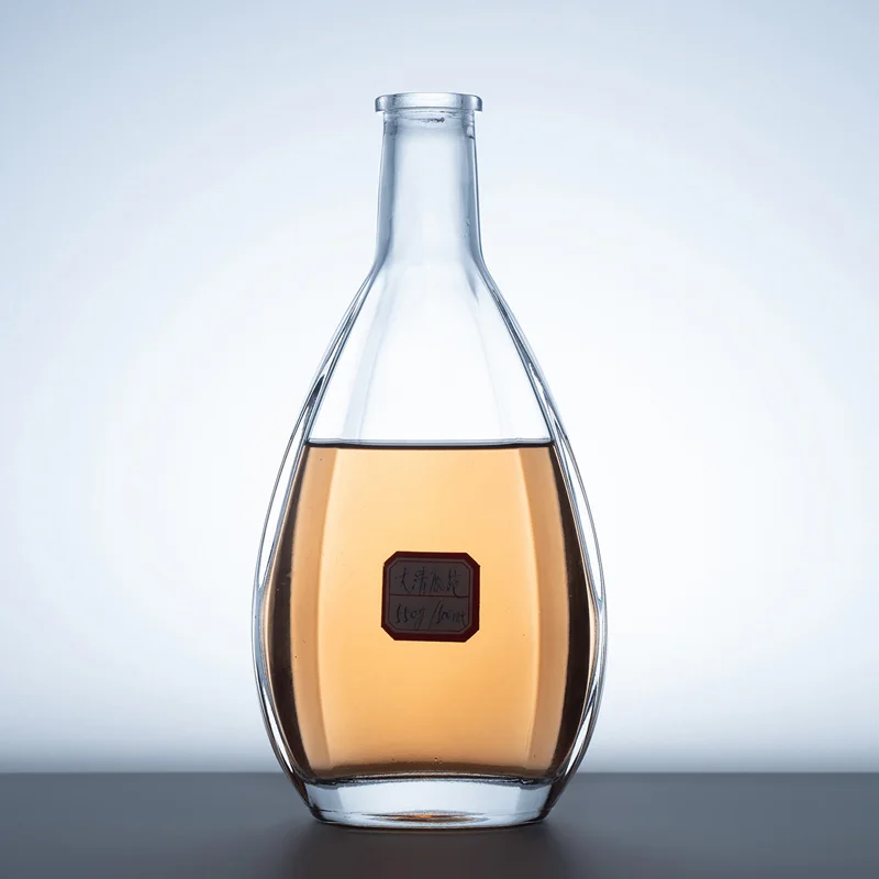 200ml 500ml 700ml 750ml  Clear Juice Wine Whiskey Flat Flask Glass Bottle with Screw Top