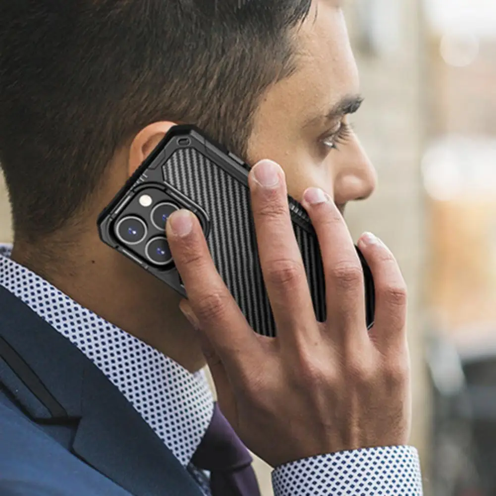 Carbon Fiber Phone Case Anti-drop High Toughness Anti-crack Detachable Explosion-proof Mobile Phone Cases for iPhone 14/14Pro/14