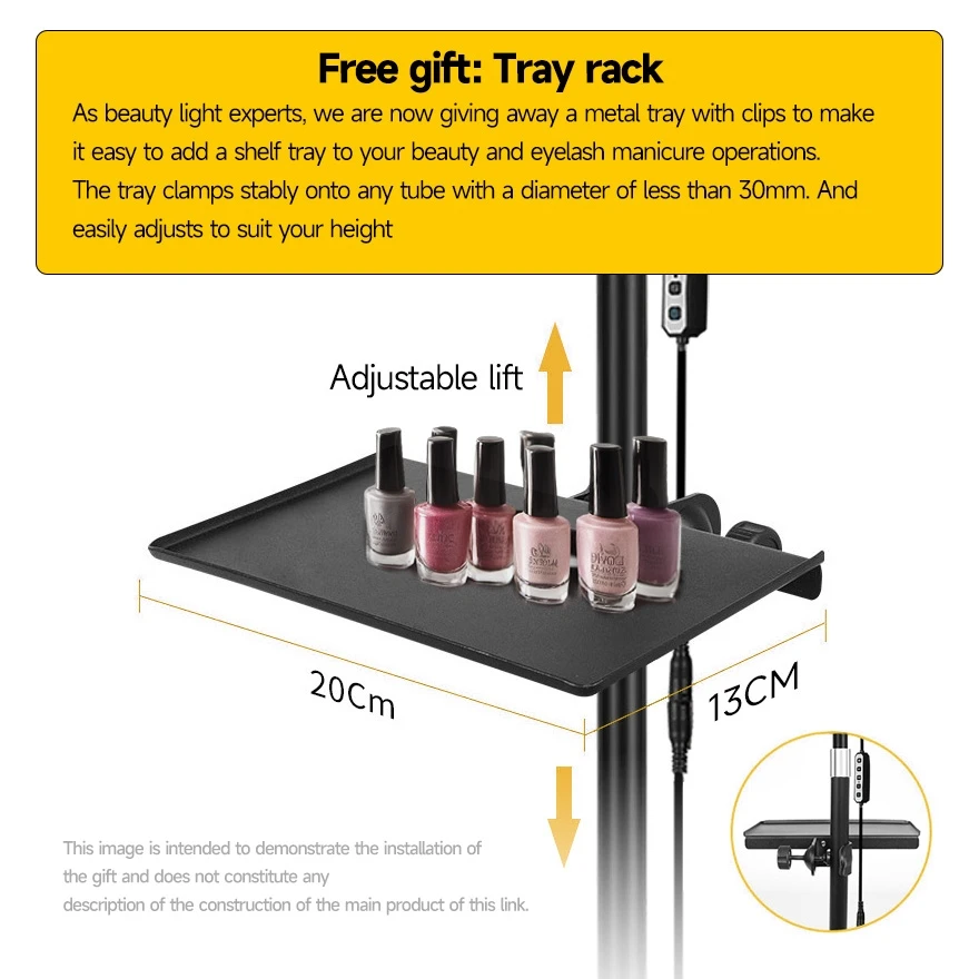 Customized logo 48w 3200-5600k Half Moon curved lengthening eyelash light Extended foldable diamond beauty eyelash light