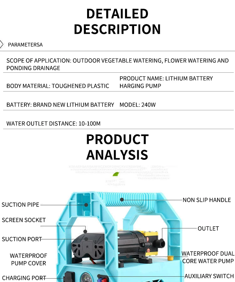 Rechargeable Car Washing Pump Double Water Spray Charging Water  Pump