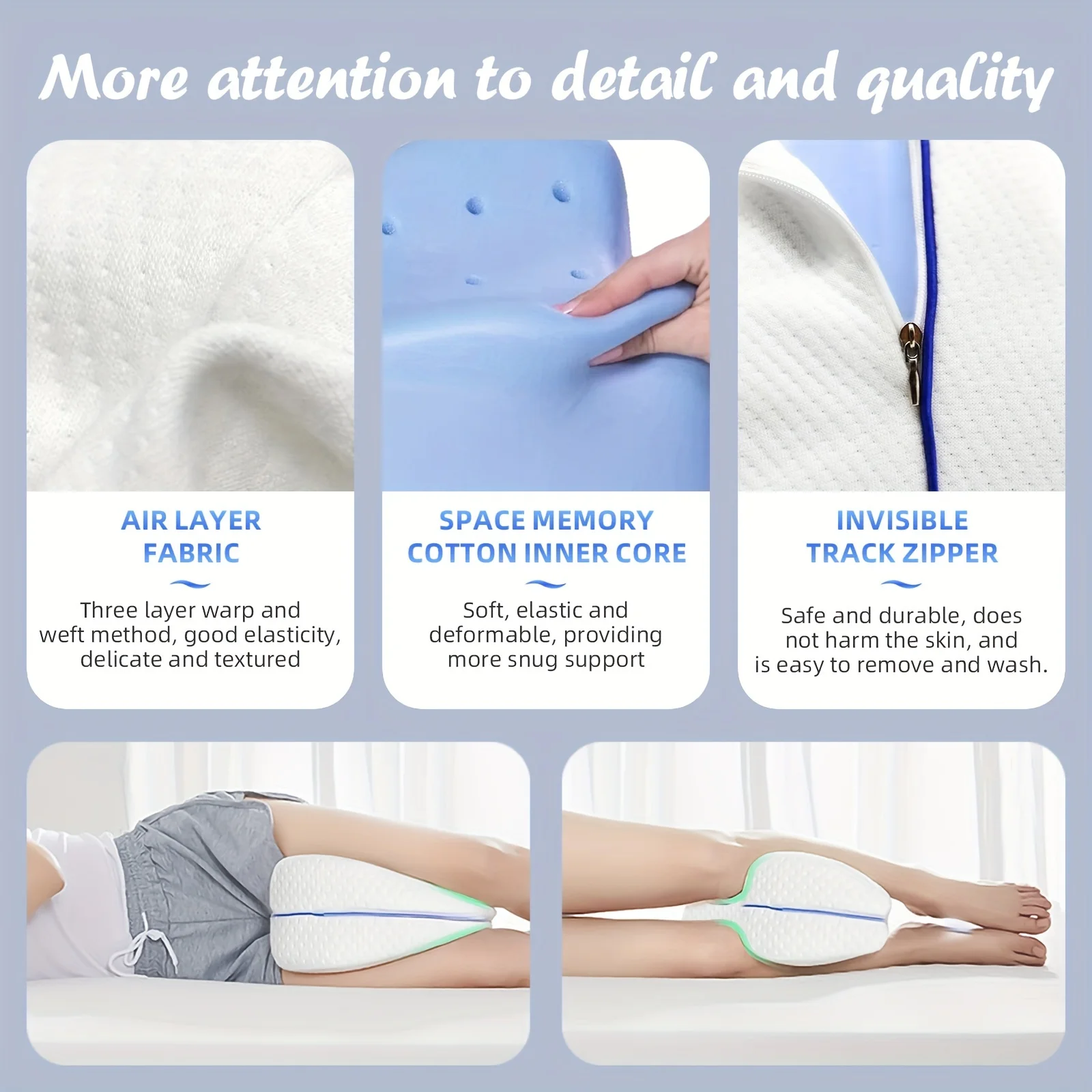 Legacy Leg & Knee Foam Support Pillow  Soothing Relief for Sciatica, Back, Hips, Knees Joints Memory Foam Leg Position Pillow