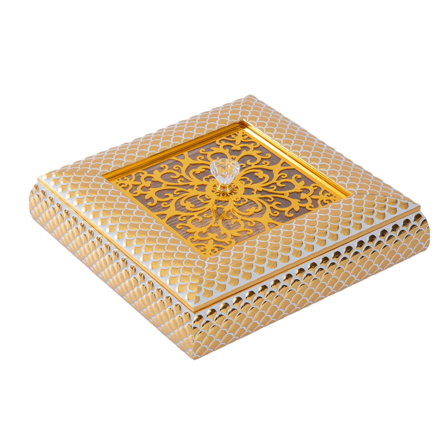 Square Fish Scales Wholesale Hotel Restaurant Supermarket Candy Chocolate Sweet Sugar Gift Storage Box With Lid