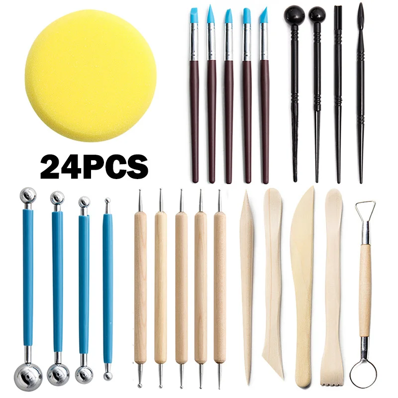 Included 24 pcs Gift Art Supply Quality Pottery Clay Sculpting Tools Set Sculpting Tools For Adults Kids And Beginners
