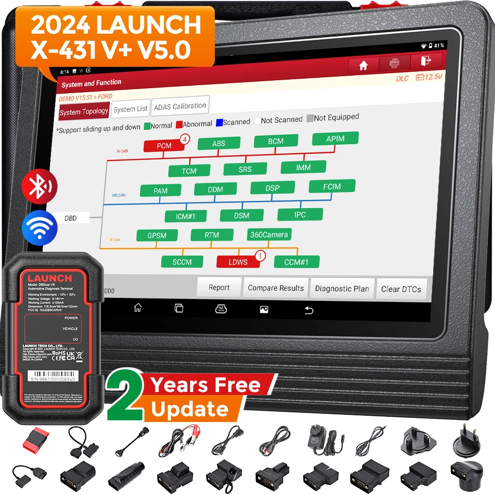 New Launch X431 V Plus v+ 10 Inch Launch X431Pro3 Diagnostic Scanner Work with Heavy Duty Module