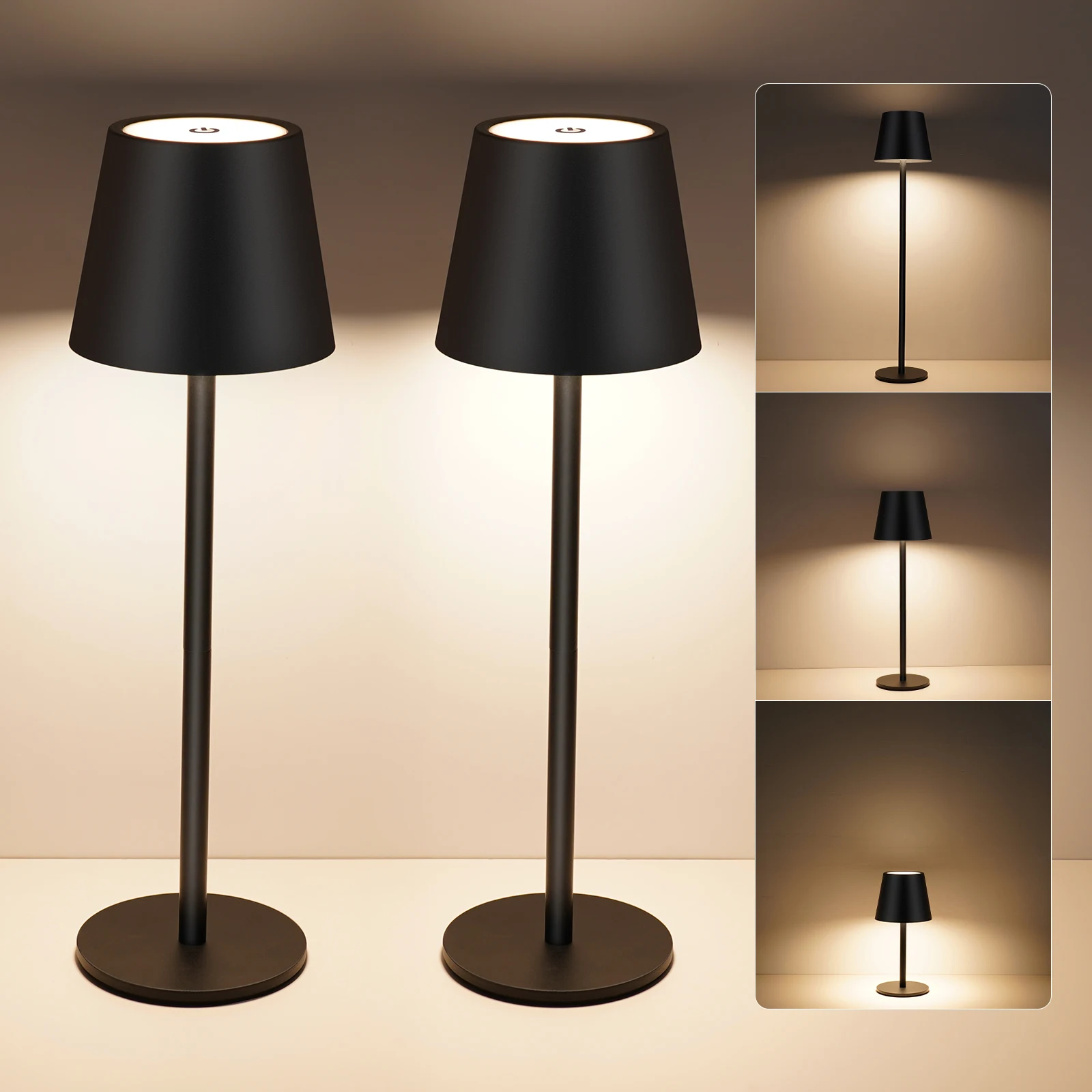 2pcs touch tricolor and endless dimming with memory function adjustment height Black gold table lamp splicing mushroom lamp