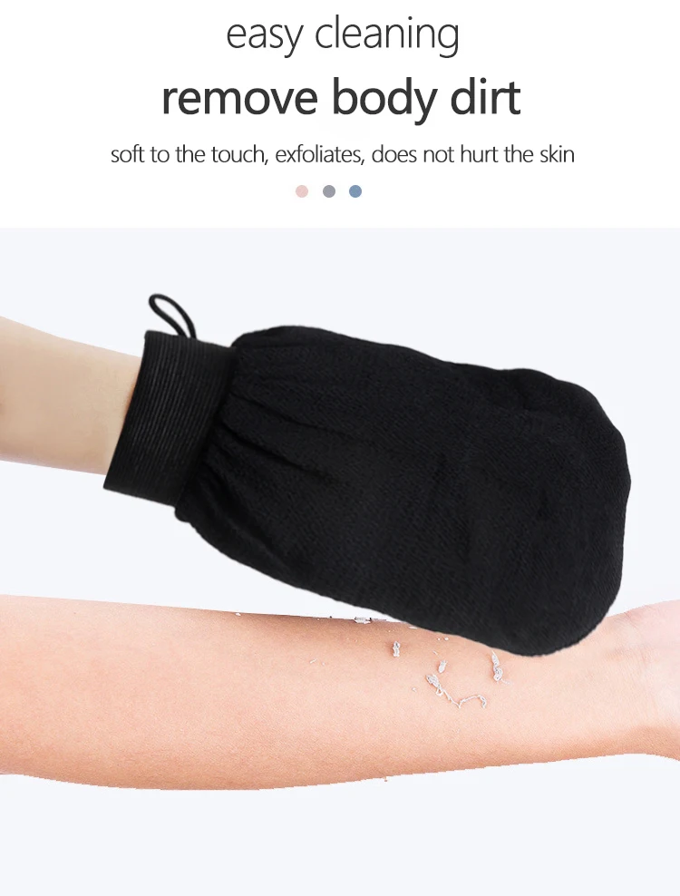 Single Layer Exfoliator Mitt Gloves Black Bath Shower Dead Skin Removal Gloves Exfoliating Bath Gloves Scrubbing