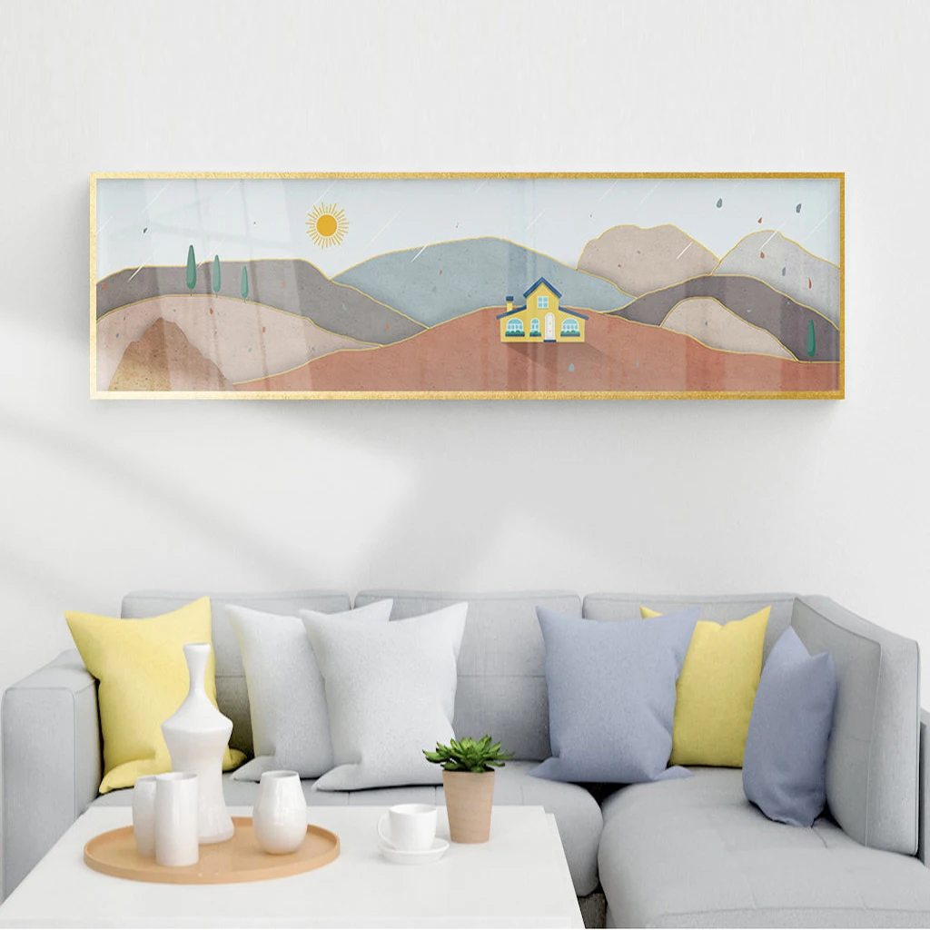 Настенная рамка, украшение для дома, принты, абстрактная живопись, светлая Роскошная свежая живопись в виде горного пейзажа