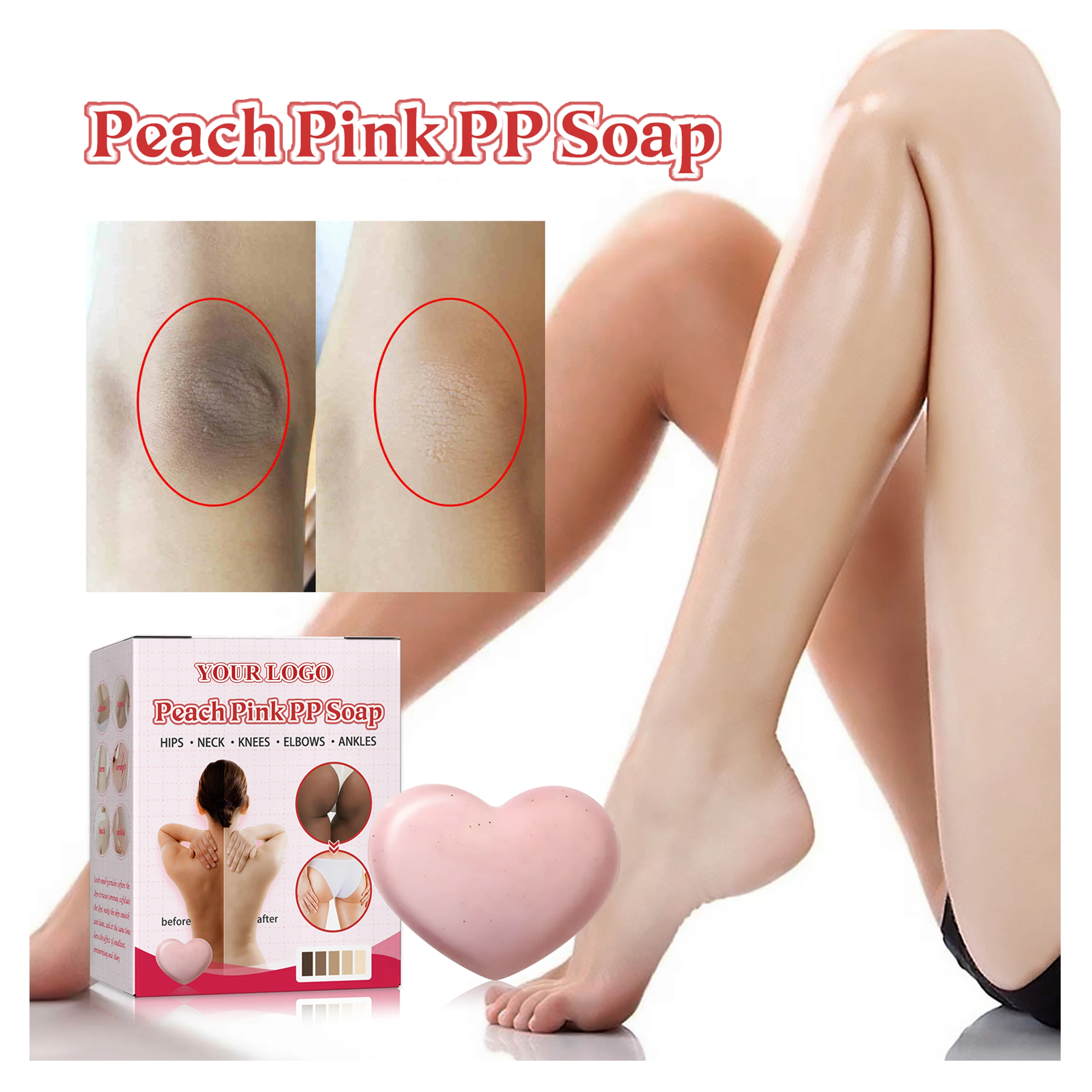 2023 Hot Selling Private Label  Peach Pink PP Heart Soap intimate whiten soap hygiene soap for women