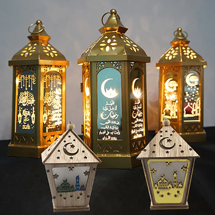 2020 г., деревянный исламский дом Eid Mubarak, трехмерный дом со светодиодными лампочками, подвесные украшения, поделки