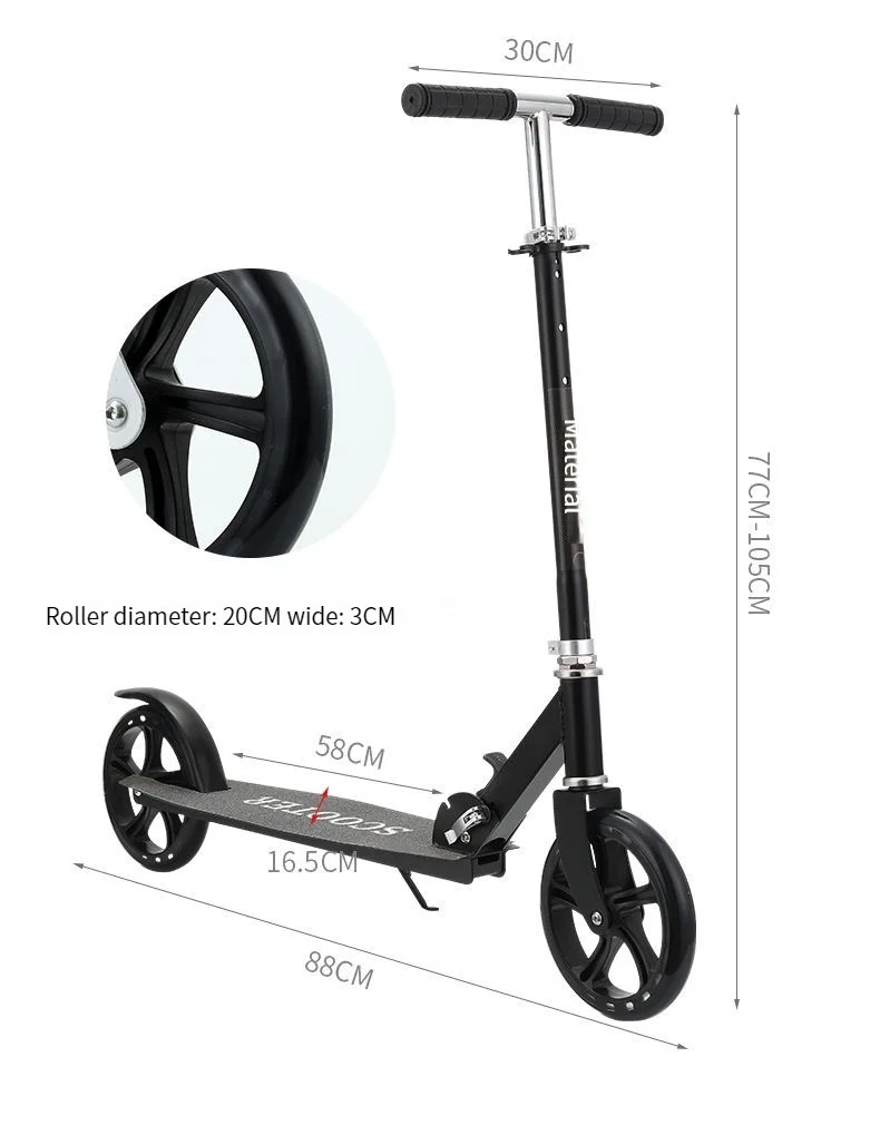 Two Wheel Foldable City Work School Student One Legged Scooter Bicycle Freewheel Teens Adult Scooter For outdoor
