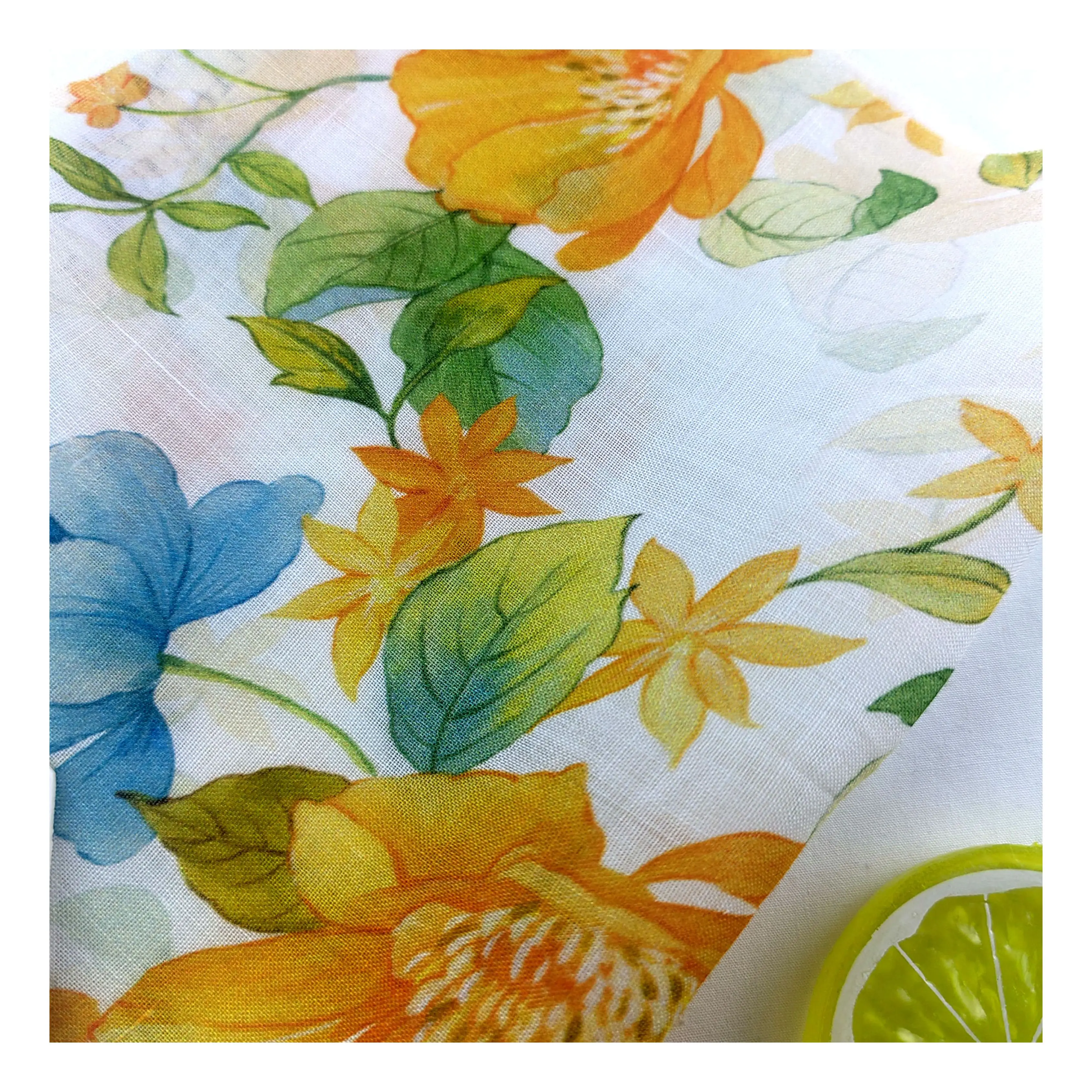 Shaoxing Factory high quality textile print 100% Ramie fabric  printing flower fabric for dress