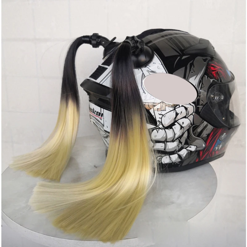 Helmet Braid Wig Pigtails Ponytail For Motorcycle Bike Helmets