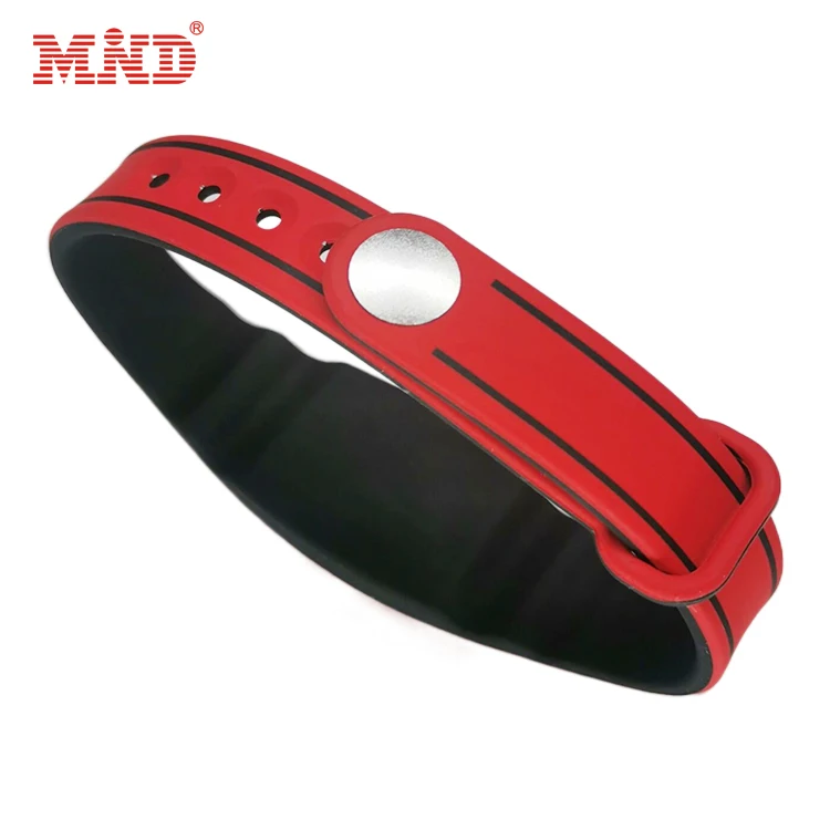 Custom reusable waterproof 13.56mhz HF rfid silicone nfc wristband for amusement park