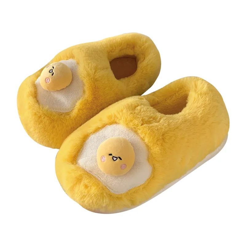 OEM Cute Egg Non-Slip Soft Ladies Flat Autumn And Winter Pumpkin Plush Slippers Household Women Plush Indoor Slipper