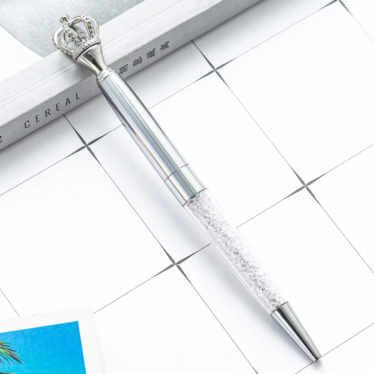 New Customized Logo Luxury Crown Metal Ballpoint Pen Water Diamond Ballpoint Pen Student Gift Pen