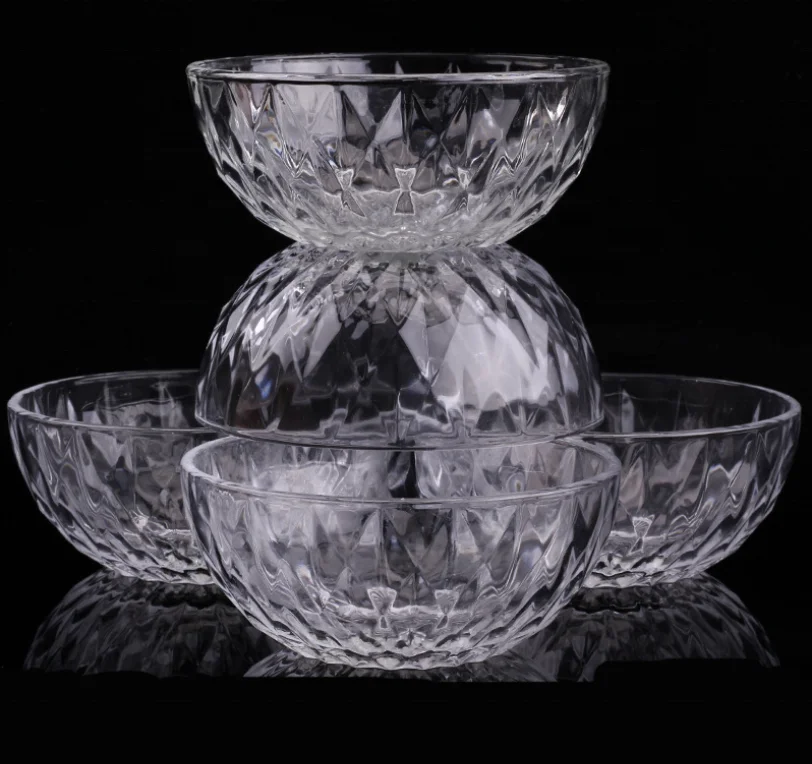 Wholesale diamond glass bowl plate set for kitchen