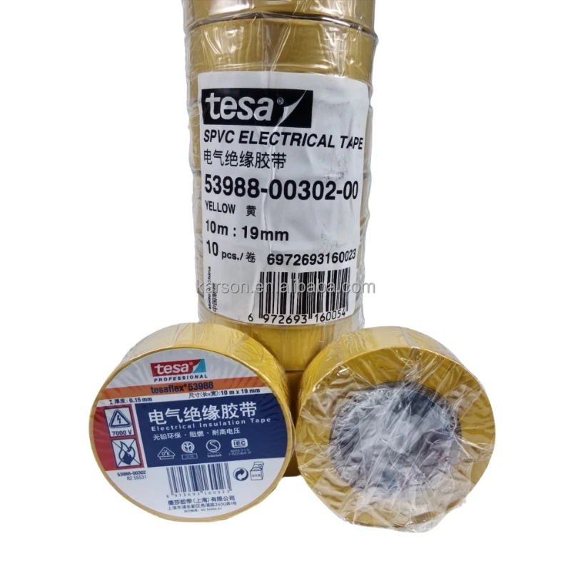 tesa 53988 PVC Electrical insulation tape,Yellow ,10m x 19mm