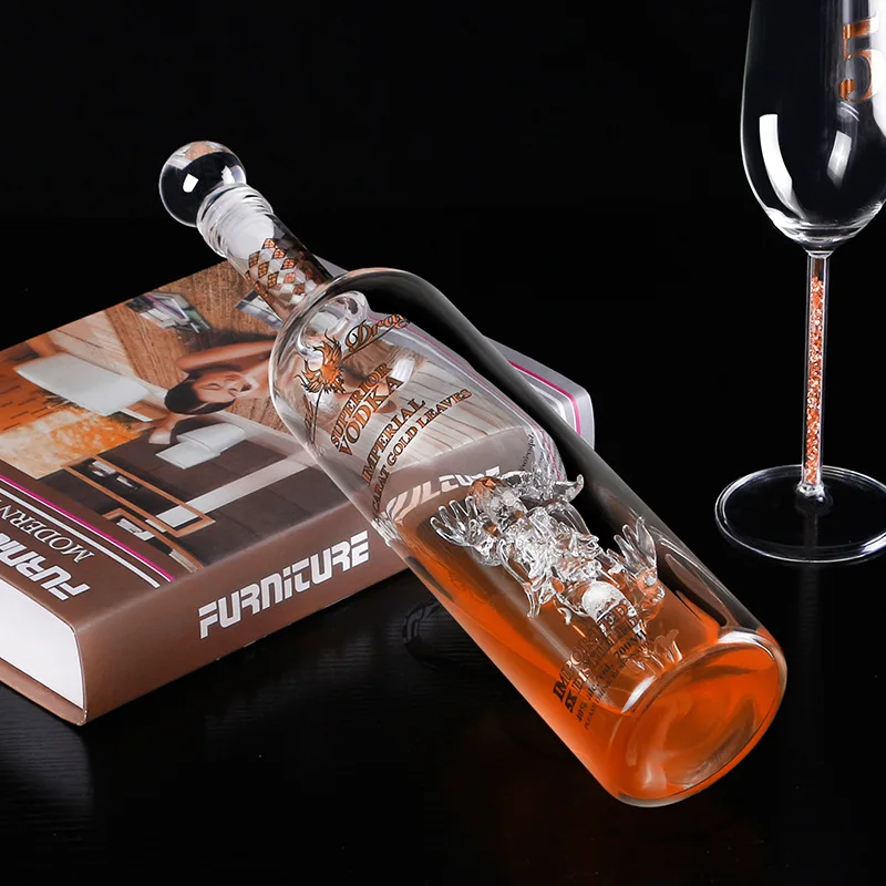 1800ML Rum,Bourbon,Vodka,Tequila  Dragon Bottle  Fancy Glass Wine Bottles   Handcraft Borosilicate Glass Glass Liquor Bottle