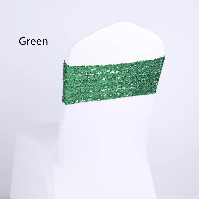 Spandex Wedding Chair Decorations sequin Stretch Chair Bows and Sashes for Party