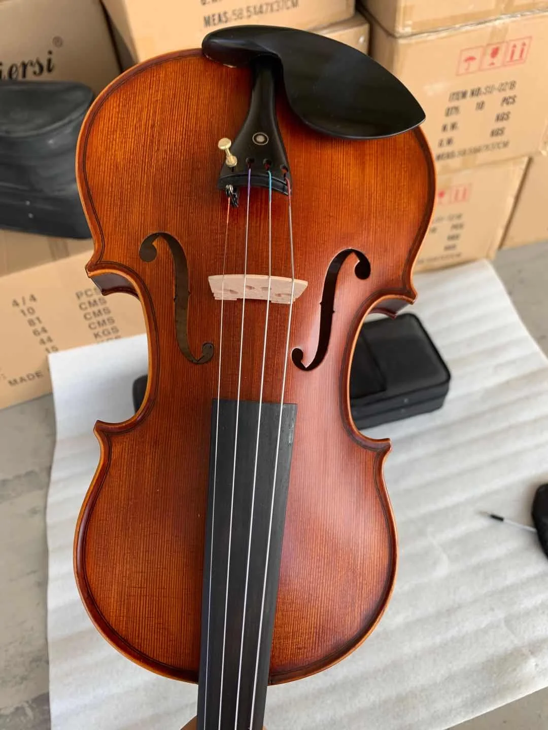 Aiersi 4/4violin student handmade high grade Professional flame maple dark brown Violin 4/4 Ebony accessory case brazil wood bow